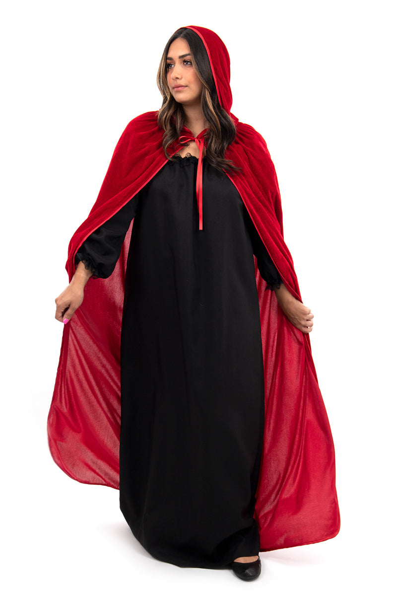 Hooded crush velvet Black and redロングマント hoodedWarlockRobe_1200x1200.