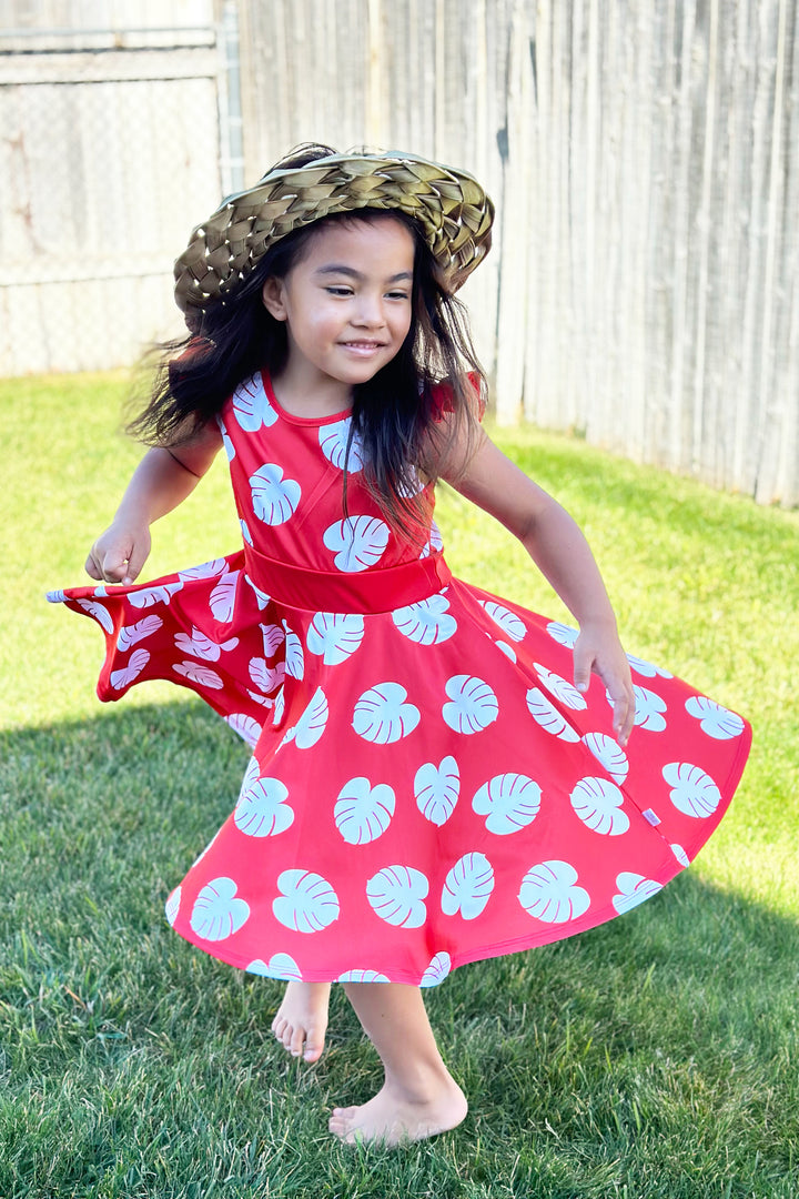 Little Adventures Aloha Princess Twirl Dress - Machine Washable Kids Hawaiian Costume