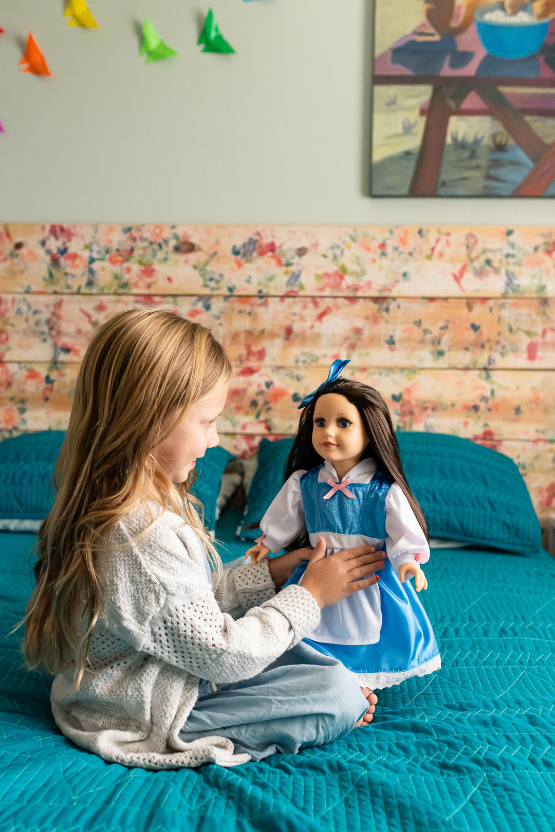 doll in blue dress Doll Dress Beauty Day Dress with Hair Bow – Little Adventures