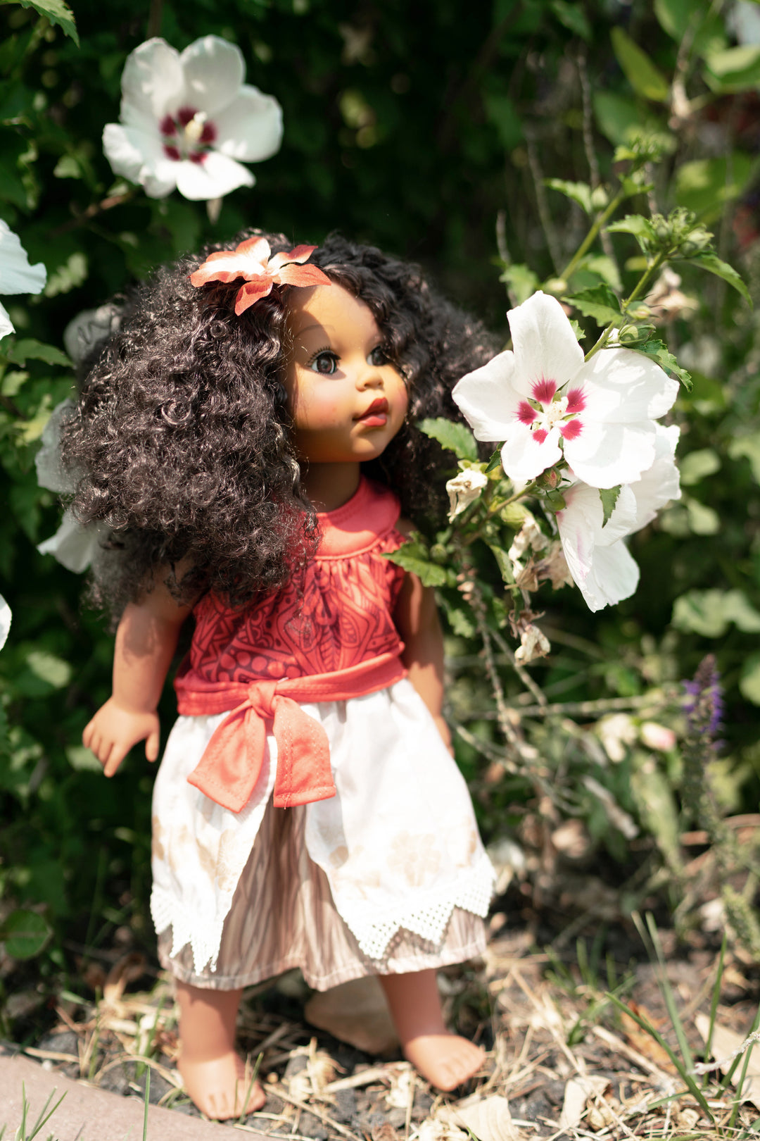 mini princess dolls with clip on dresses Little Adventures Doll Dress Island Princess with Hair Clip