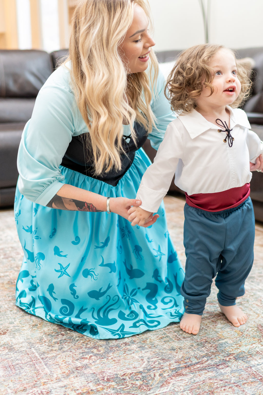 chinese dress ladies Posh Peanut Disney's The Little Mermaid Magical Mermaid Twirl Bodysuit Dress in Blue, 18-24 Mo, Viscose from Bamboo