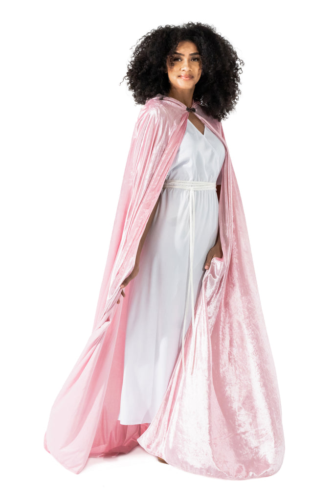 pale pink cape dress Chessa | Light PINK Boat-Neck Maxi Dress With Sheer Cape
