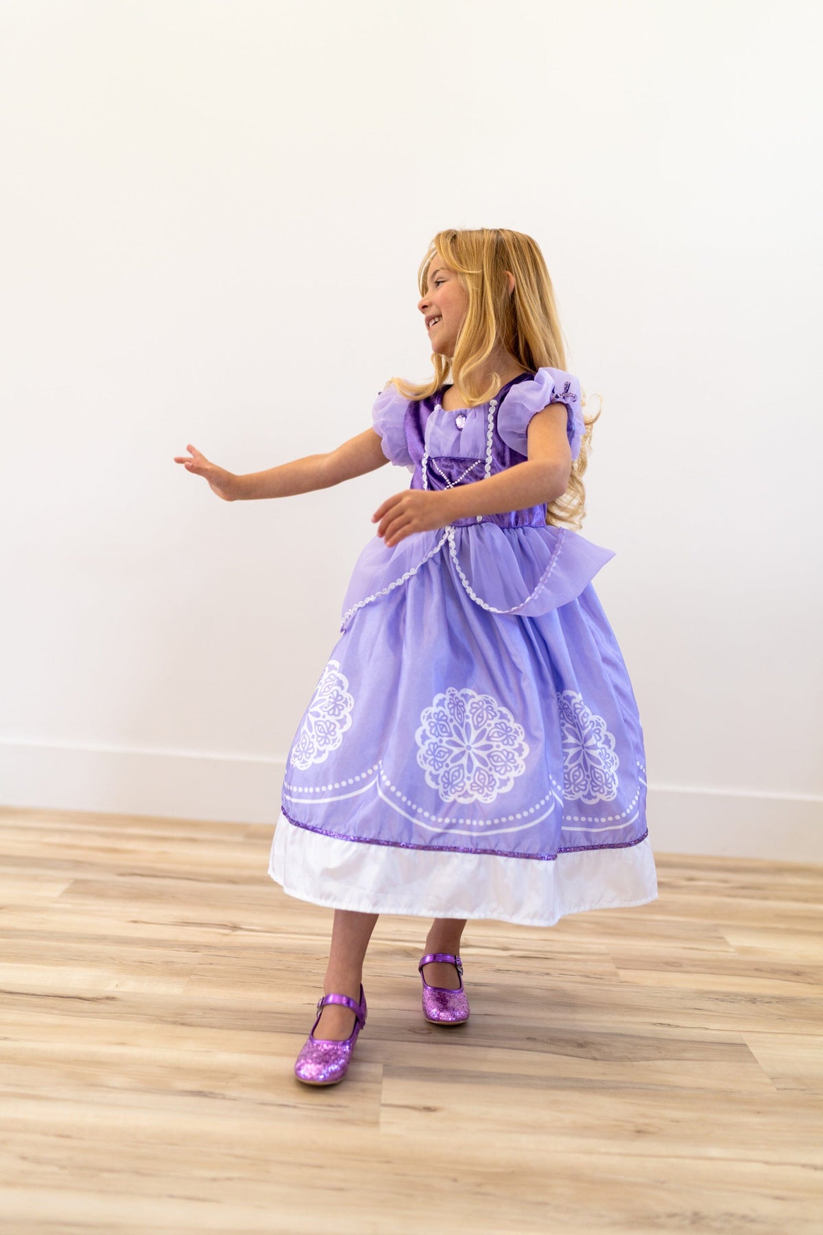 purple dress up shoes Girls' Purple High Heel glitter ballet flats with Crystal Embellishments - Perfect for Princess Dressy Occasions