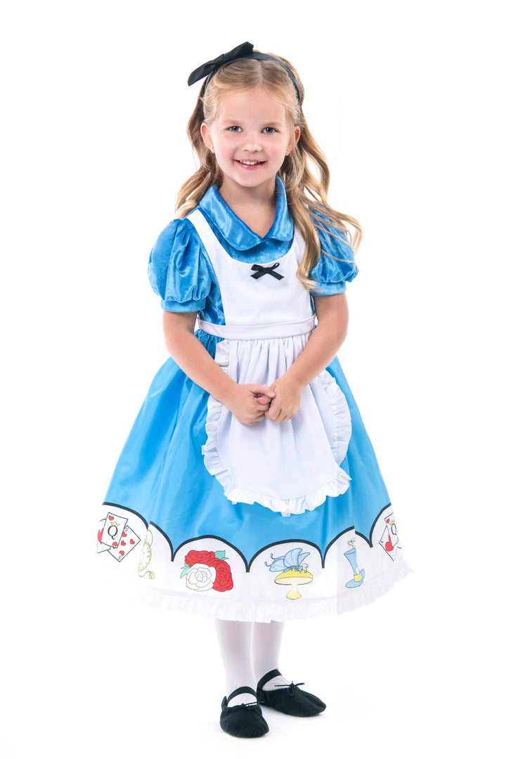 Little Adventures Alice in Wonderland Dress with Headband for 11-13 Years | Size 3XL in Blue