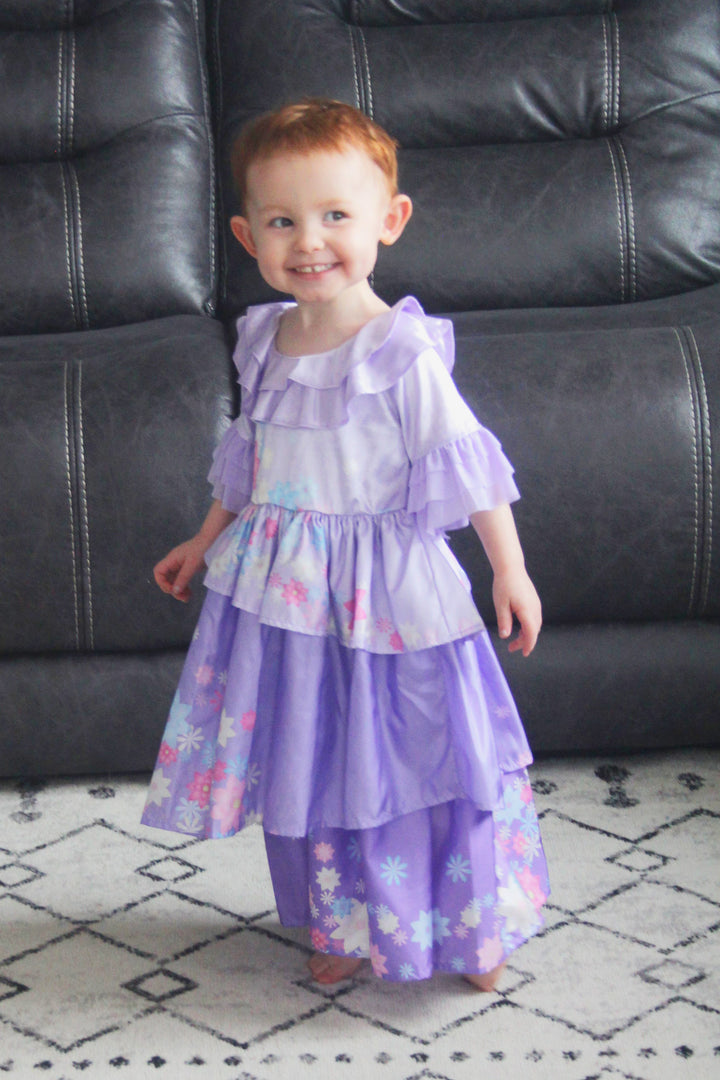 strapless open back dress Lavender Floral Satin Corset Dress