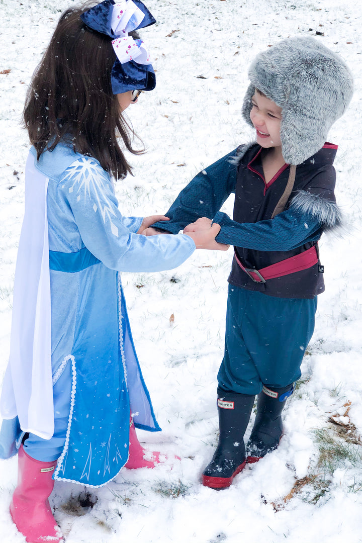 Little Adventures Ice Princess Dress - Girls Costume Dress In Blue, Stretch Velvet & Satin (XX-Large 9-11)