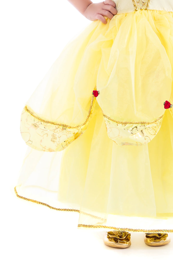 Bristol Novelty Belle Costume For Girls - White & Yellow Dress With Underskirt, Teen Size (6/10), Perfect For World Book Day & Halloween