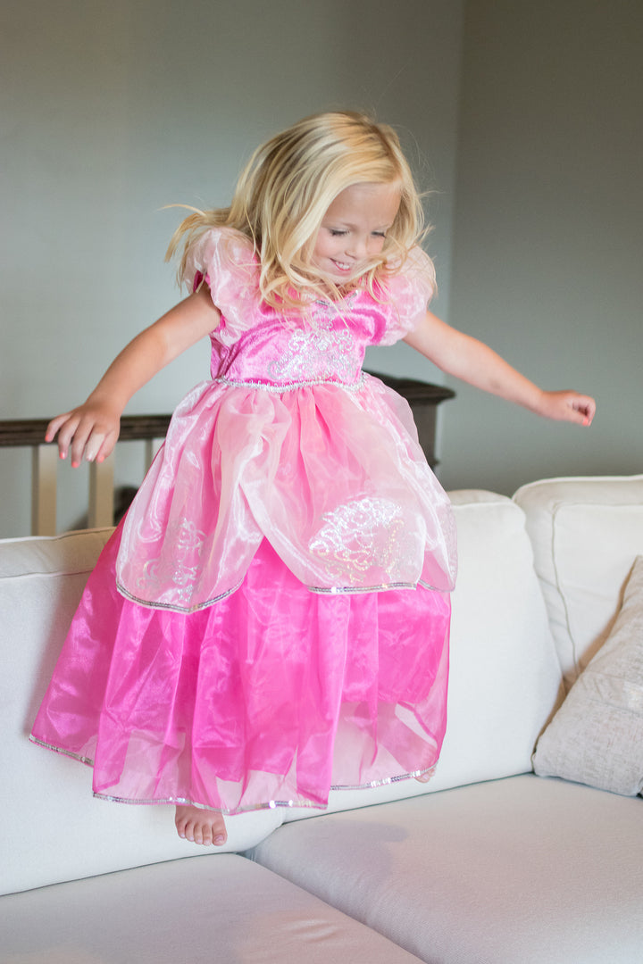 open lace back dress Little Adventures Deluxe Pink Princess Dress Up Costume