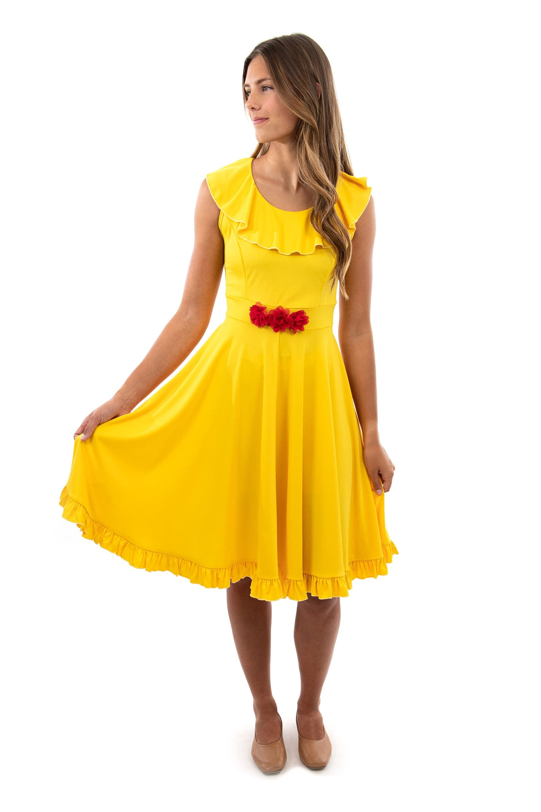 Adult Yellow Beauty Twirl Dress – Little Adventures Adult Yellow Beauty Twirl Dress – Little Adventures